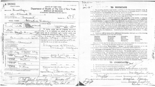 Death Certificate of Amalia Kranz